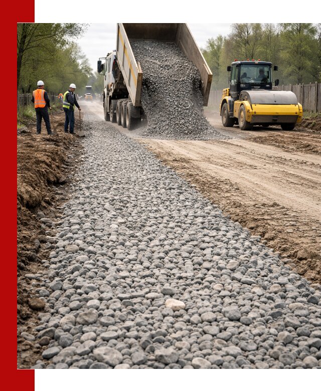 Доставка щебня для отсыпки дорог в Гагарине высокого качества