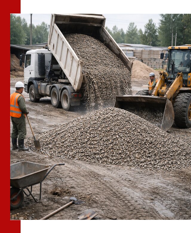 Мытый гравий с доставкой в Гагарине от карьера до участка