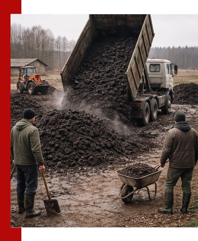 Доставка низинного торфа с разгрузкой и доставкой в Гагарине