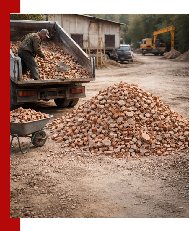 Доставка и подушка из боя кирпича с разгрузкой в Гагарине