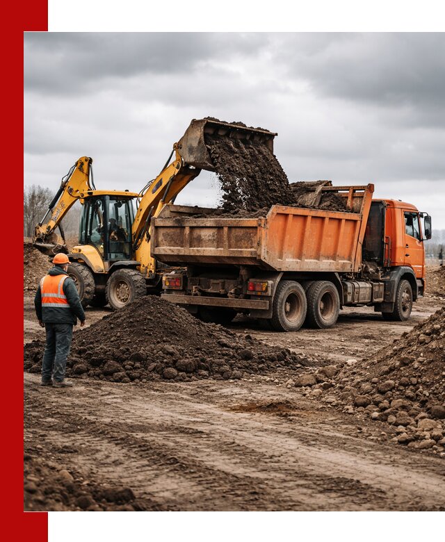 Вывоз грунта и строительного мусора в Гагарине грузовыми самосвалами