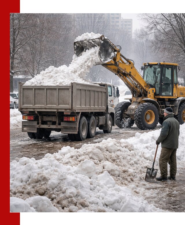 Вывоз снега грузовой техникой в Гагарине оперативно и чисто