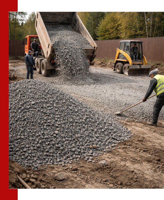 Отсыпка участка щебнем с доставкой и уплотнением в Гагарине