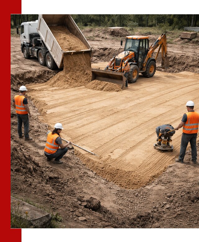 Устройство песчаной подушки для фундаментов и дорог в Гагарине